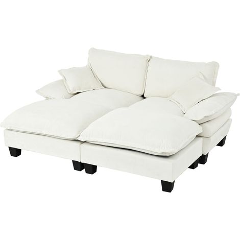 Sofá de Esquina Modular, Asiento Profundo con Reposabrazos Desmontables y Otomana, Chenilla, Beige (1/5)