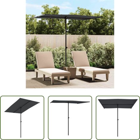 vidaXL Parasol noir - Parasol de jardin avec mât en aluminium 2x1,5 m Noir (1/5)