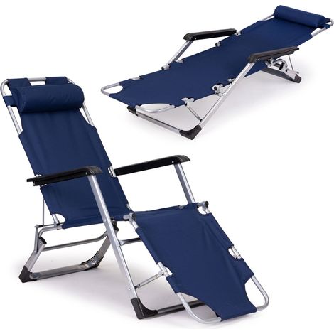 Tumbona de jardín y playa, plegable 2 en 1, azul, MultiGarden