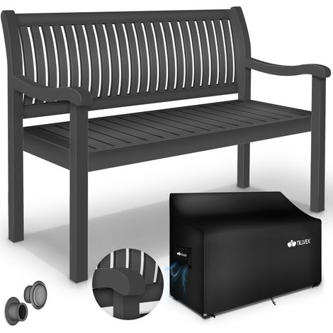 tillvex Banco de jardín madera antracita 125 cm / 2-3 personas banco de parque banco macizo jardín mobiliario de jardín