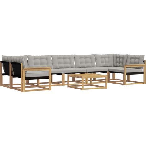 Conjunto de sofás de exterior 8 uds. Blanco y Gris Claro vidaXL (1/5)