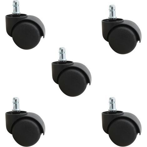 Set of 5 swivel casters for stool or office chair - Black - Vivezen (1/4)