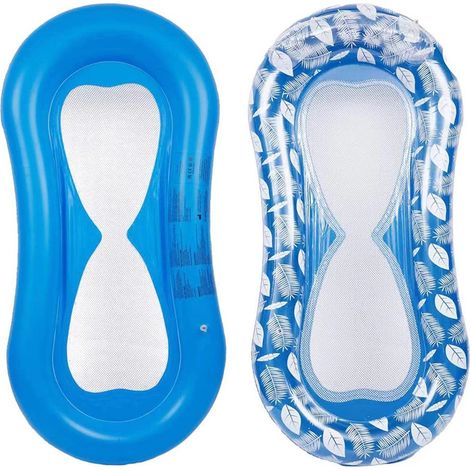 Matelas Gonflable Piscine Semi Immerge Maille Aqua Lounge avec TêTe à Flotteur Hamac Flottant, Bouee Piscine pour Adultes Plage ExtéRieur Lounger