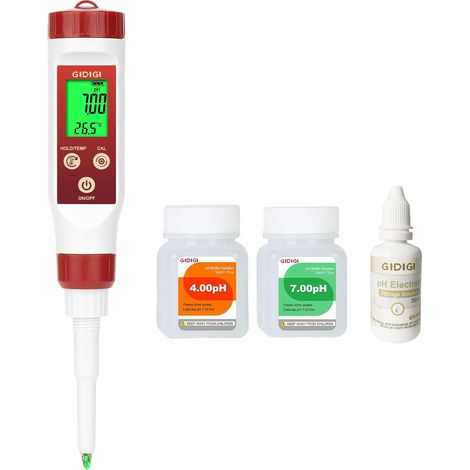 pH Mètre Aliments, pH-Mètre Numérique Pour Fermentation, Sauce Piquante, conservé, Sonde de Test de pH Alimentaire à Pointe de Lance Pour Fromage, Sourdough, Salive,Viande,solide,Semi-solide (1/5)