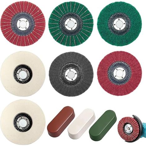disques abrasifs et de polissage de 115 mm pour meuleuse d'angle, disques à lamelles en fibre de nylon grain, disques de polissage en laine, pâtes de polissage, dérouillage (1/5)