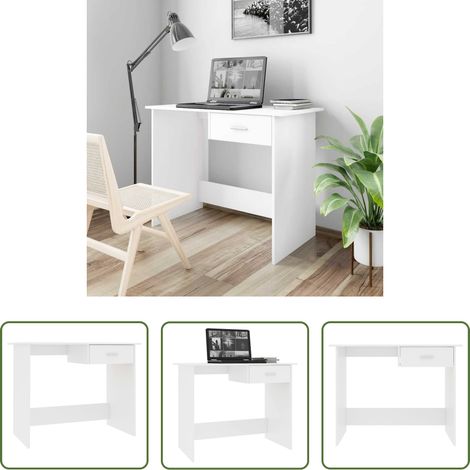 vidaXL Schreibtisch mit Schublade - Schreibtisch Weiß 100x50x76 cm Holzwerkstoff (1/5)