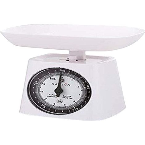 TERRAILLON - CLASSIC BASIC- Balance de cuisine mécanique, Sans piles, Capacité 5 kg, graduation 25 g, Bol amovible 0,5L, Tare manuelle, Blanc