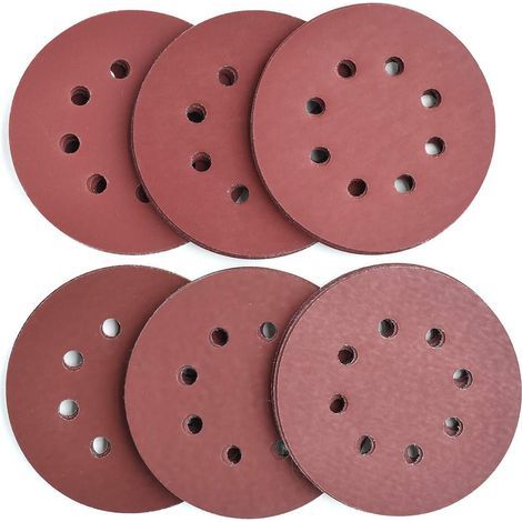 5 disques auto-agrippants à scratch, 10 pièces papier de verre 8 trous grain 600 pour ponceuse orbitale (1/5)