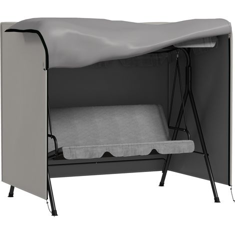 Outsunny funda balancín jardín funda columpio jardín exterior cubierta de columpio de tela Oxford 600D con 2 cremalleras 177x114x152 cm gris