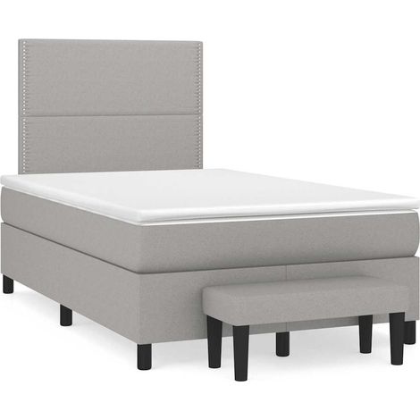 Cama box spring con colchón tela gris claro 120x190 cm (1/5)