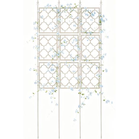 Treillis de jardin en métal – Support pour plantes grimpantes, rosiers et clématites – Antirouille et robuste – 85 x 190 cm, Blanc (1/5)