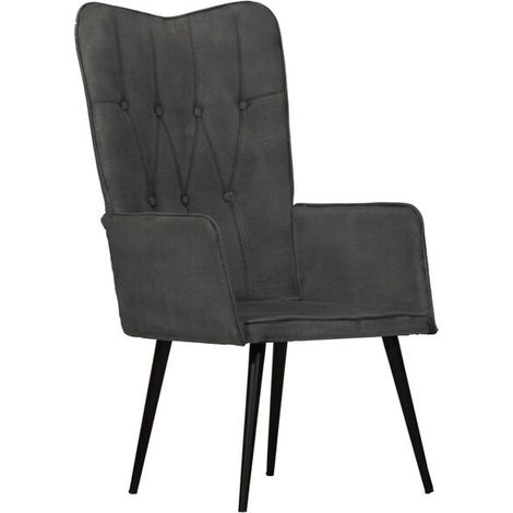 Fauteuil à oreilles en toile noire (1/5)