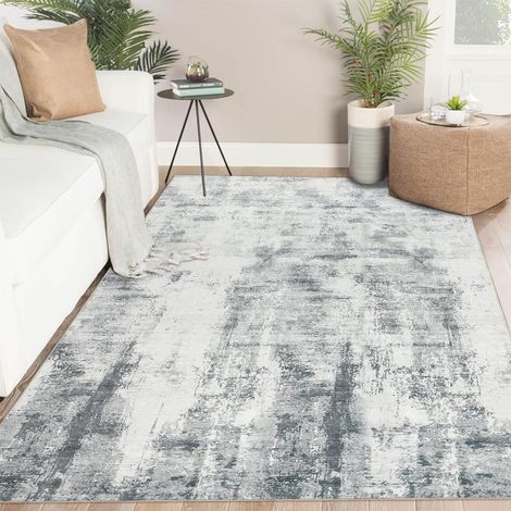 Teppich Wohnzimmer Kurzflor Waschbar Grau Abstrakt 160 x 230 cm Grau (1/5)