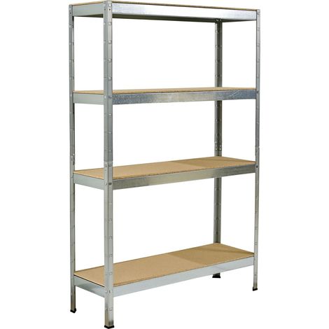 SCHULTE Regalwelt Rayonnage pour charges lourdes avec 4 étagères en bois, capacité de charge par niveau 120 kg, 180x120x40 cm (HxLxP), galvanisé, rayonnage de stockage, rayonnage de cave, rayonnage d’