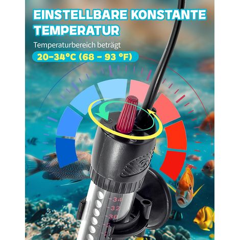 Chauffage d'aquarium de 100 W, adapté aux aquariums de 60 à 120 litres, avec une plage de température réglable de 20 à 34 °C. (1/4)