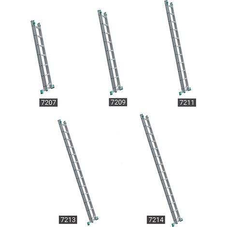 Matisère – Échelle coulissante aluminium 2 plans pour accès toiture – Longueur pliée 3.13m, dépliée 5.12m – Patins antidérapants – 7211