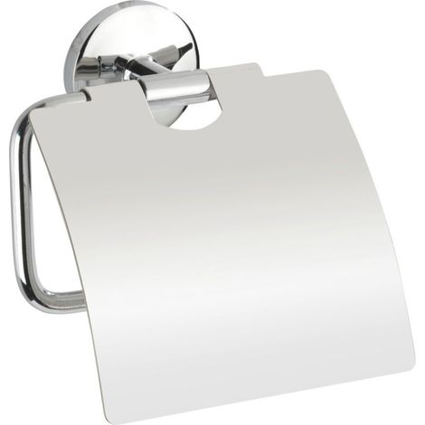 Wenko – Porte-papier toilette mural avec couvercle – Zinc chromé résistant à l'humidité – Dimensions 13,5x13,5x4 cm – Installation murale incluse (1/5)