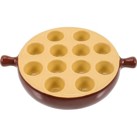 1 Plat À Escargots En Céramique, 12 Trous, Poignées Ergonomiques, Pour Cuisine Et Restaurant (1/5)
