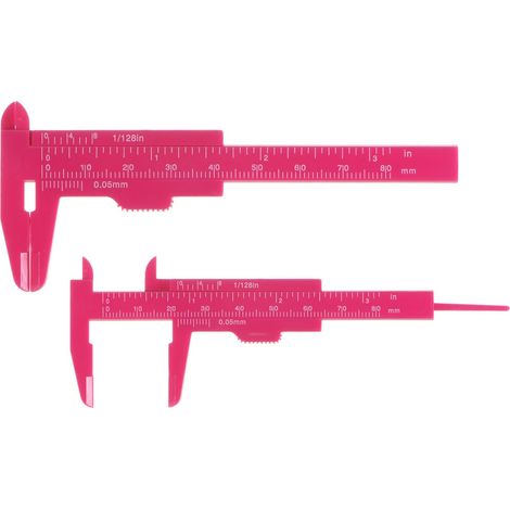 10 pièces Mini étrier plastique 80 mm / 3 pouces, pied à coulisse coulissant, jauge portable, règle de mesure outil (métrique/pouce), rose vif