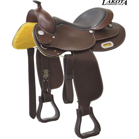 Sella western pro-arab con seggio in cuoio liscio modello Round: 16", nero (1/4)