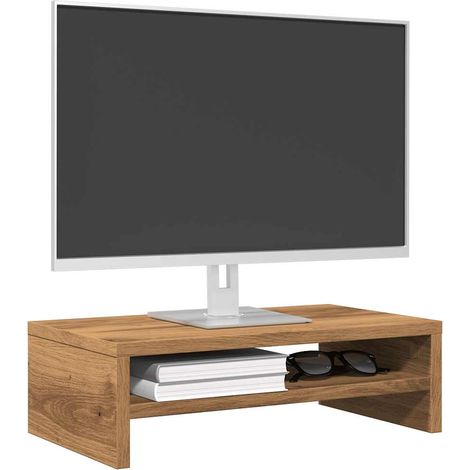 Vidaxl – Support de moniteur en bois d'ingénierie 42x24x13 cm – Design minimaliste – Rangement clavier et appareils multimédias