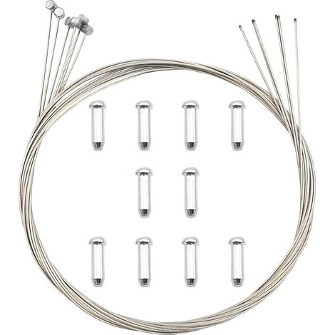 Cable de Frein Vélo, 6 pièces 1.7M Cable Frein Velo VTT, Avec 10 pcs de capuchons d'extrémité de câble de frein, Convient aux vélos de montagne (1/4)