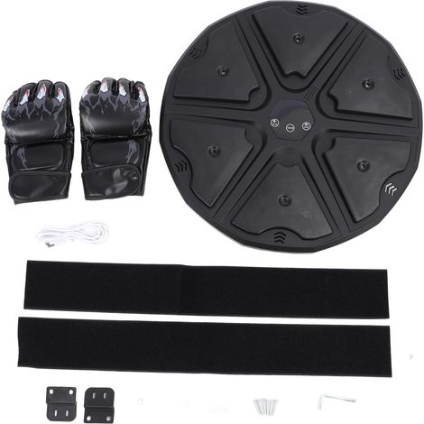 Machine de boxe intelligente avec gants de boxe, machine de boxe à fixer au mur, cible de poinçonnage de musique, sport, fitness, musique électronique, appareil d'entraînement de boxe, entraîneur pour (1/5)