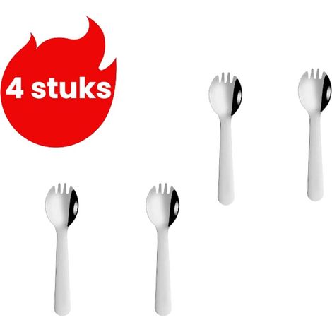 Ensemble de 4 couverts à gâteau en acier inoxydable avec fourchettes et cuillères à pudding pour pâtisserie et usage domestique argenté (1/5)
