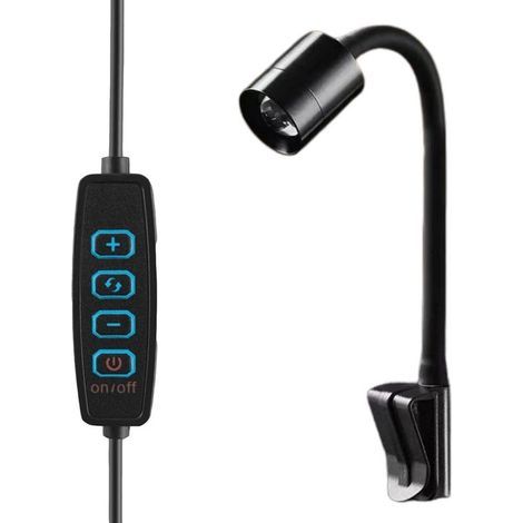 Longziming - Éclairage pour aquarium - Lampe LED à pince - 3 W - 1 pièce - Pour aquariums avec rebord 6 mm - Noir