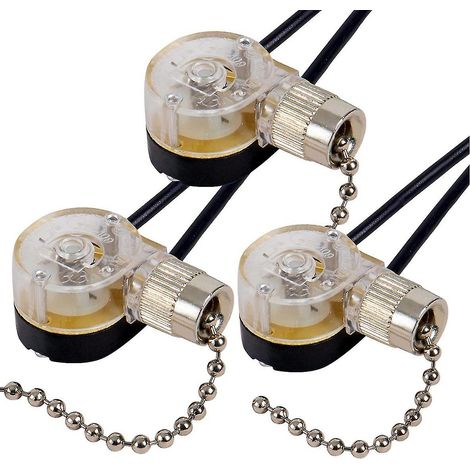 Lot de 3 interrupteurs pour ventilateur de plafond ZE-109, interrupteur à tirette de remplacement (nickel) (1/5)