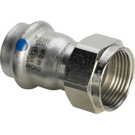 Viega Sanpress Inox LF-Raccordo a vite, d 22mm, G 1 ottone nichelato, acciaio inossidabile Modello 2363LF, 666682