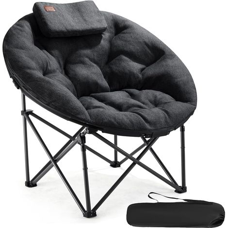 Luxus Moonchair Chaise de Camping XXL Pliable Ronde - Charge Maximale 150 kg, Surdimensionnée Extra Large pour l'Extérieur, Jardin, Balcon