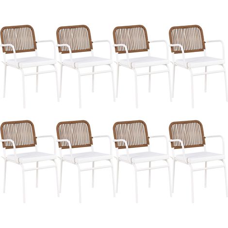 Set mit 8 Stühlen und Sitzkissen TACENO Metall Weiß