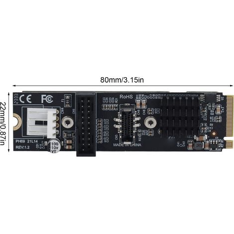 Adattatore USB 3.1 5Gbps per pannello frontale di schede madri PCIe M.2 con connettore M Key