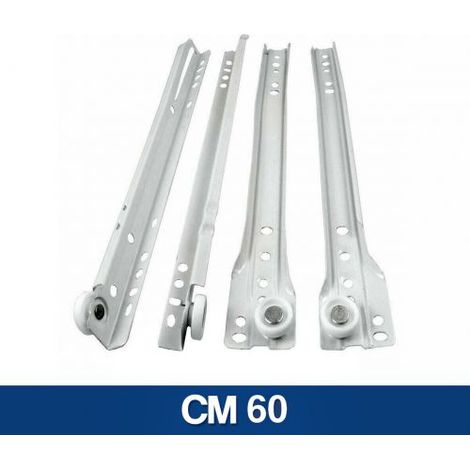 GUIDE GUIDA SCORREVOLE PER CASSETTI MOBILI A RULLO BINARIO BIANCHE (24114V) CM 60 (35735)
