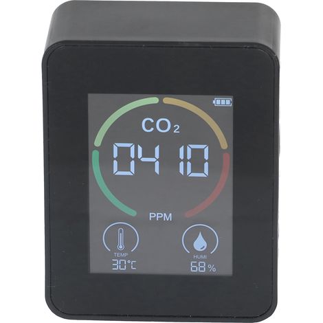 Détecteur intelligent de dioxyde de carbone, chargement USB, infrarouge, moniteur de température, d'humidité et de qualité de l'air, noir (1/5)