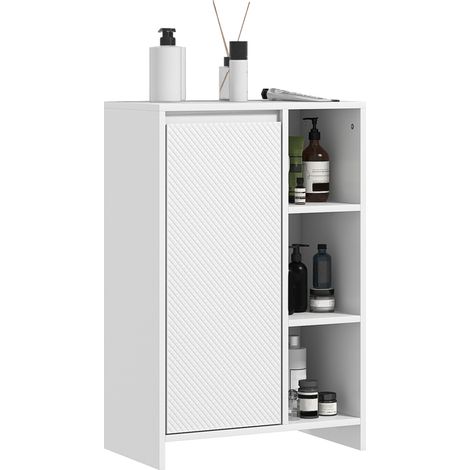 Mobile da Bagno 3 Ripiani Aperti e Armadietto 53x30x80 cm Bianco (1/5)