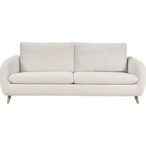 Schlafsofa 3-4 Plätze in beige Samtoptik-Stoff mit 10 cm Matratze LEANDRE