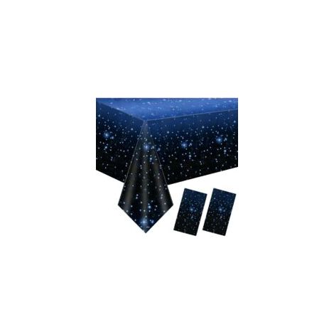 2er-Set Tischdecken mit Sternenhimmel-Motiv, rechteckig, 137 x 274 cm, ideal für Partys, als wasserdichte Kunststoff-Tischdecke, wiederverwendbar, romantisches Sternenhimmel-Design für Küche, Party un (1/4)