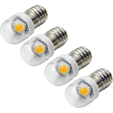 Lot de 4 ampoules LED 3V 0,2W E10 5050 1SMD blanches 3000K pour lampes frontales, torches et autres appareils photo.