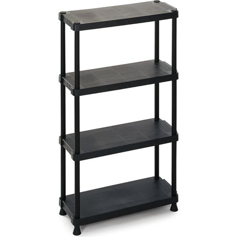 1 - Étagère Modulaire - Rangement Plastique - 4 Niveaux 25 Kg - Intérieur Et Extérieur Garage - Gris - 75x30x135 Cm