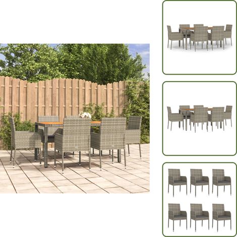 Ensemble à manger jardin et coussins 7 pcs gris rotin - Salon De Jardin - Mobilier De Jardin - Set De Jardin - Table De Jardin - Chaises De Jardin (1/5)