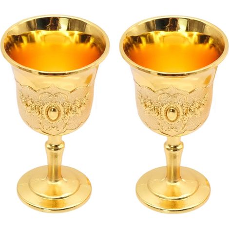 2pcs Verre à calice vintage, Vintage Verre à Vin Calice Gobelet Verres, calice doré vintage, pour Gobelet à Vin, Voyages Décoration Maison Collection (1/5)