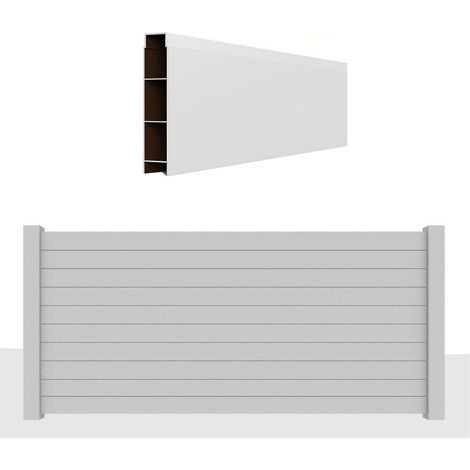 Listone doga AluCOMPACT Alluminio colore Bianco 12x180cm spessore 20mm profili per recinzioni frangivento staccionate (1/5)