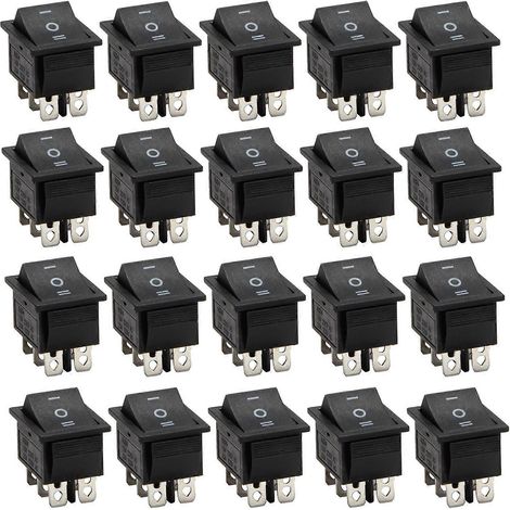 Interrupteur à bascule DPDT 3 positions ON/OFF/ON pour bateau, 6 bornes, 20 x 6, 16 A 250 V CA / 20 A 125 V CA (1/5)