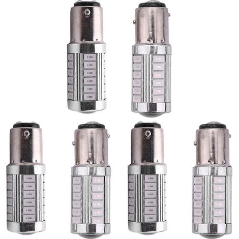 Lot de 6 ampoules LED rouges 1157 P21/5W Bay15D ultra-lumineuses (33 SMD 5630/5730) pour feux stop et feux de jour. (1/5)