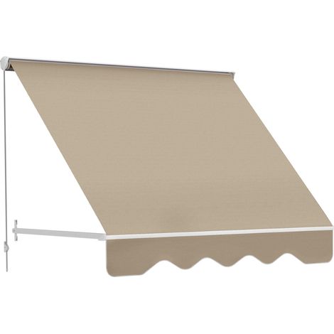Store banne à enrouleur avec angle réglable de 0 à 120°, 180 × 70 cm, beige
