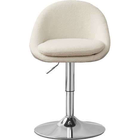 Chaise Réglable Pivotante, avec Dossier et Socle, Crème et Gris (1/5)