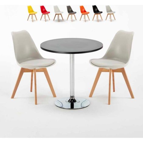 Mesa Redonda Negra Con 2 Sillas De Colores Interior Bar Nordica Cosmopolitan - Gris claro (1/5)