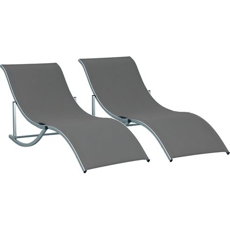 Ensemble de 2 chaises longues pliantes de jardin, chaise longue en aluminium et textilène, 61 x 165 x 63 cm (1/5)